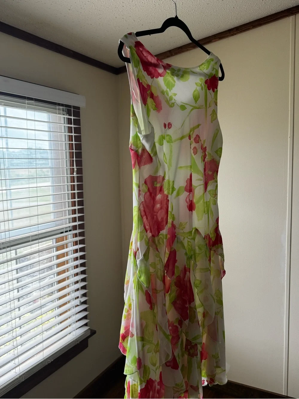 Robbie Bee White Dress with Pink & Lime Floral Accents - Picture 6 of 8